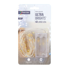 Premier 40 Battery Operated Large LED ULTRABRIGHTS with Timer - White image 0