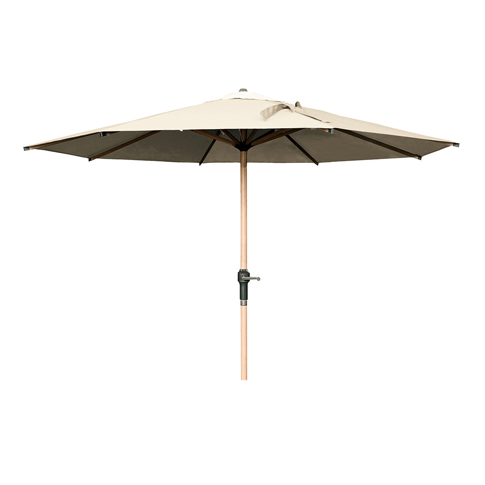 Bramblecrest 3m Round Supreme Wood Effect Crank Handle Parasol, Sand image 0