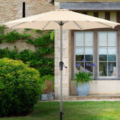 Bramblecrest 2.5m Round Brushed Aluminium Crank Handle Parasol, Sand image 0