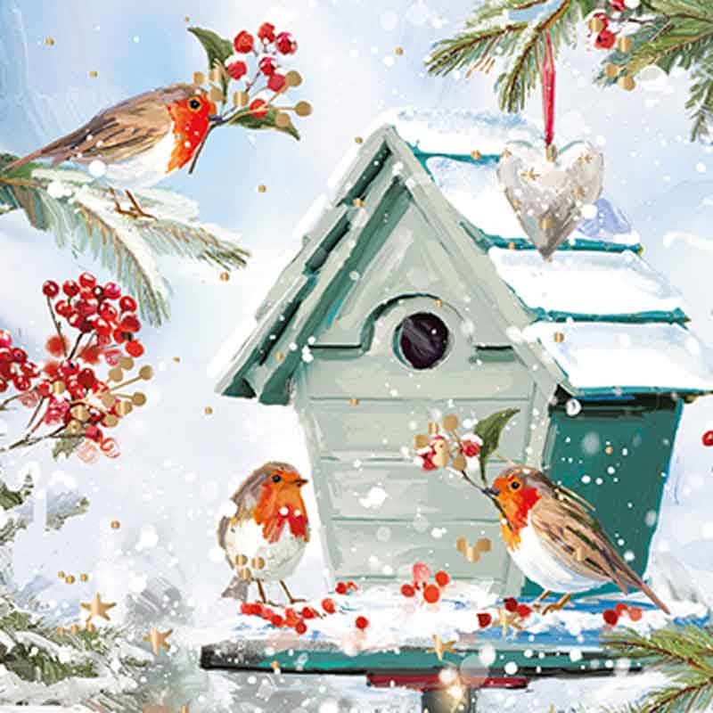 Ling Design Charity Christmas Cards - Christmas Robins In The Garden (Pack of 6) image 0