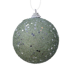 Decoris Foam Bauble with Glitter & Star Sequins in Moss Green image 0