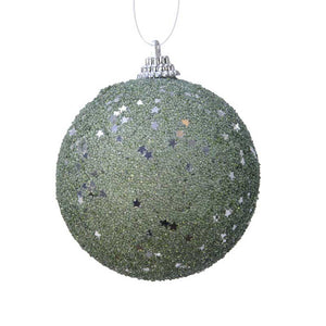Decoris Foam Bauble with Glitter & Star Sequins in Moss Green image 0