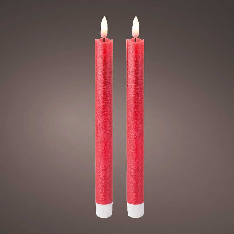 Lumineo Red Wax LED Dinner Candles (Pack of 2) image 0