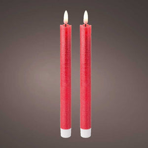 Lumineo Red Wax LED Dinner Candles (Pack of 2) image 1