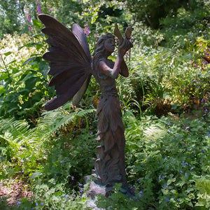 Home & Garden UK Fairy With Bird Garden Statue image 0