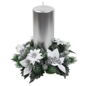 Peggy Wilkins Poinsettia Sparkle Candle Ring - 3" Candle Ring image