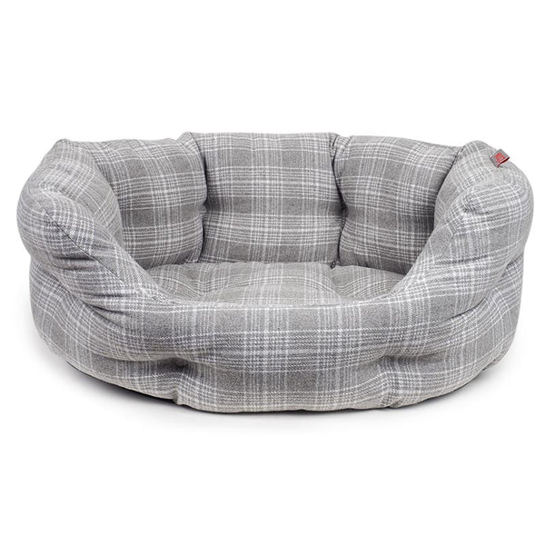 Zoon Grey Plaid Oval Dog Bed image 2