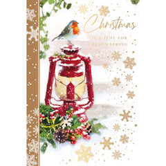 Words N Wishes Robin On Christmas Lantern Christmas Card image 0