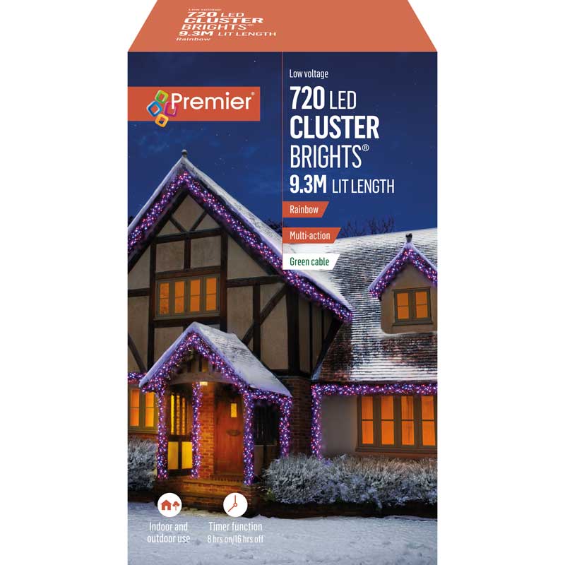 Premier 720 Multi-Action LED CLUSTERBRIGHTS with Timer - Rainbow image 0