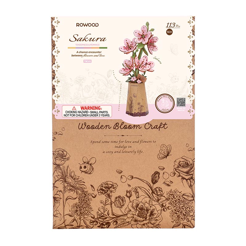 Robotime Sakura DIY Wooden Flower 3D Puzzle image 0