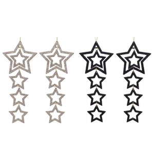 Decoris Hanging Glitter Star Decoration (Pack of 2) image 0