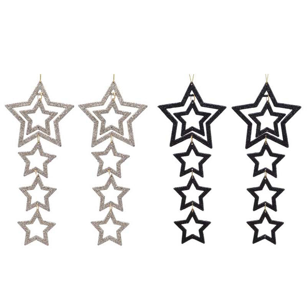 Decoris Hanging Glitter Star Decoration (Pack of 2) image 0