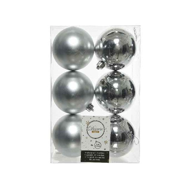 Decoris Shatterproof Baubles in Silver (Pack of 6) image 0