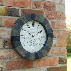 Outside In Stonegate Slate Wall Clock & Thermometer image 0
