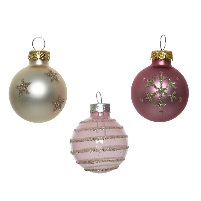 Decoris Glass Baubles in Pink (Pack of 9) image 0