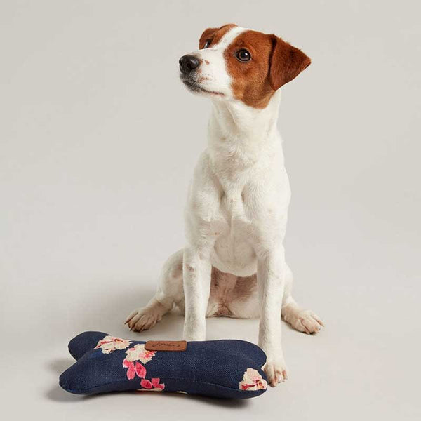 Joules Plush Navy Floral Bone Dog Toy image 2