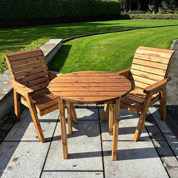 Charles Taylor Thatcham Two Seat Round Wooden Bistro Set (Table Requires Assembly) image 0
