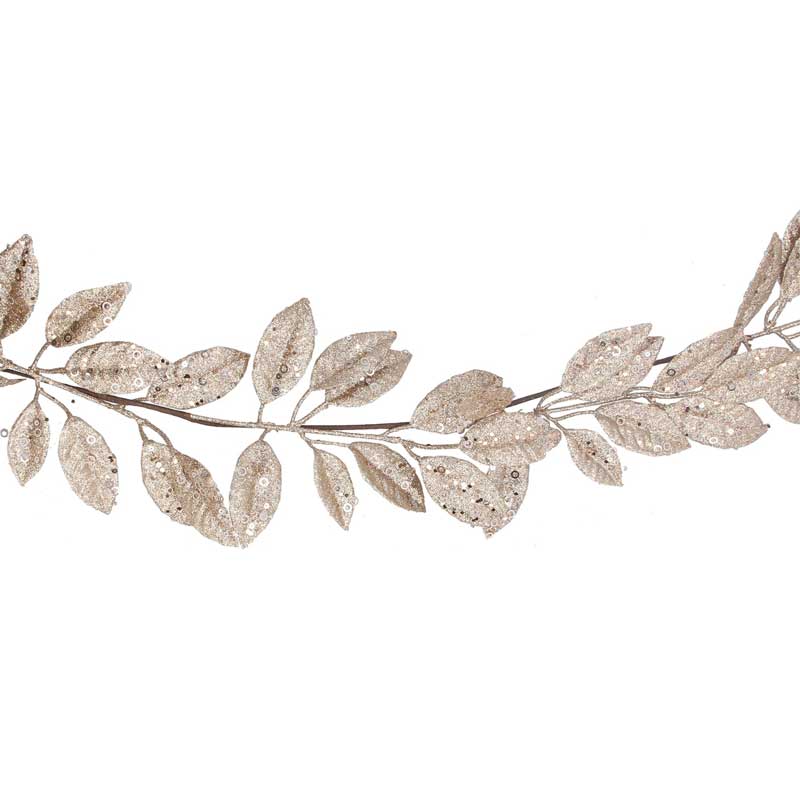 Gisela Graham Gold Glitter Leaf Garland image 0