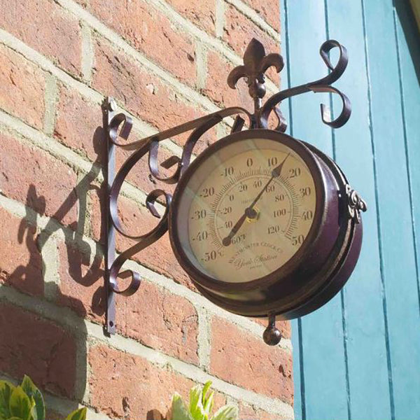 Outside In Double Sided York Station Clock & Thermometer image 2