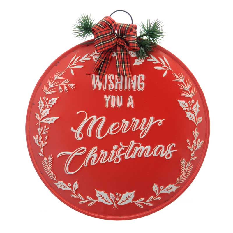 Festive Red Circle Merry Christmas Sign image 0