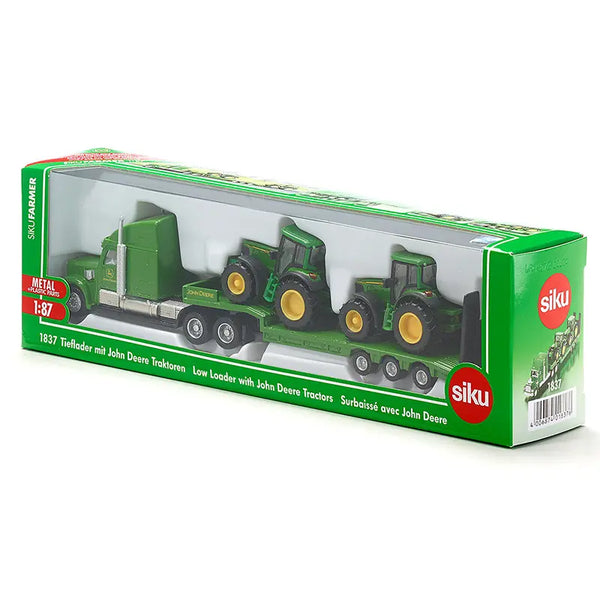 siku 1837 Low Loader with 2 John Deere Tractors 1:87 image 1