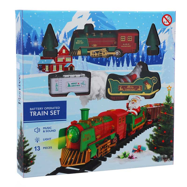 Festive Christmas Train with Lights &amp; Music (13 Pieces) image 0