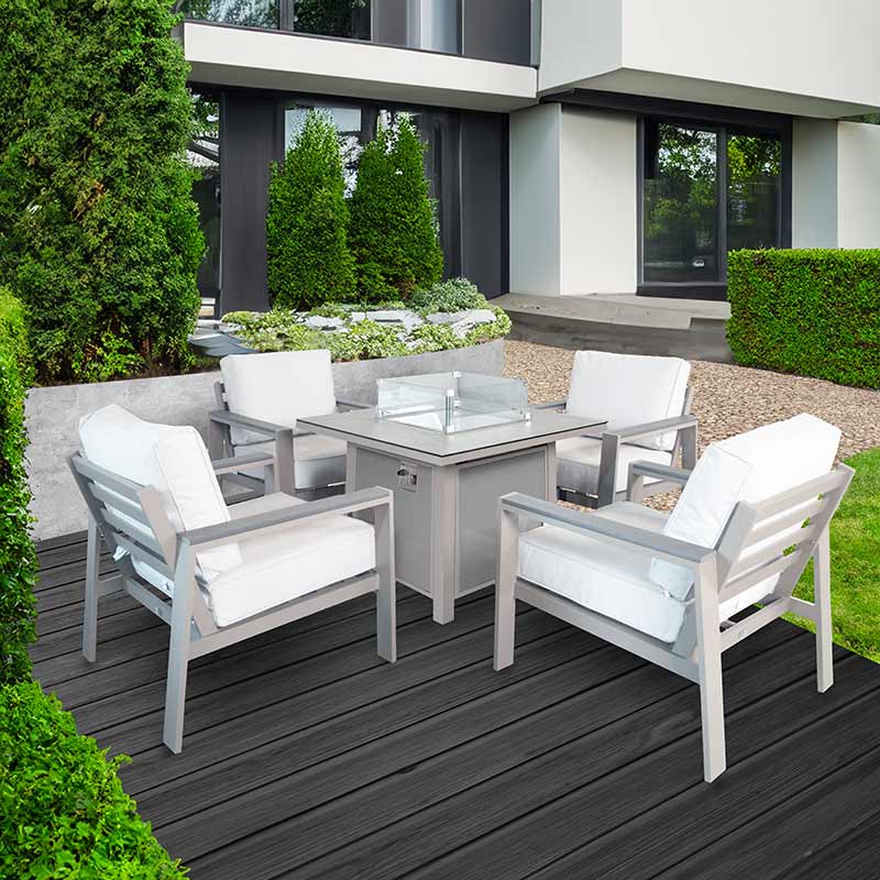 Supremo Melbury 4 Seat Square Firepit Dining Set in Taupe image 0
