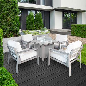 Supremo Melbury 4 Seat Square Firepit Dining Set in Taupe image 0