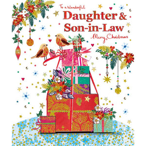Paper Rose Daughter & Son-In-Law Present Stack Christmas Card image 0