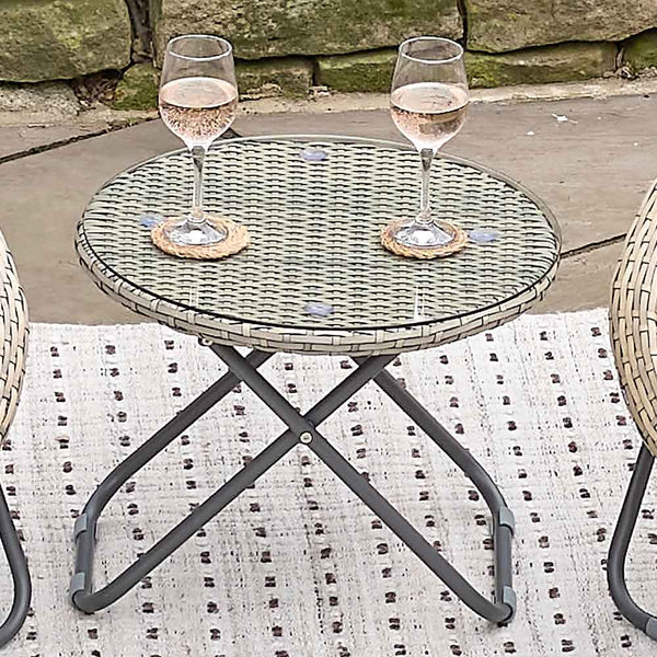 TOBS Foldable Garden Bistro Set in Grey Faux Rattan image 3