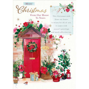 Words N Wishes Red Door & Wreath Scene Christmas Card image 0