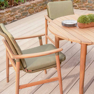 Kettler Meadow 4-Seat Wood & Rope Dining Set with 120cm Round Table, 3m Parasol & Base image 4