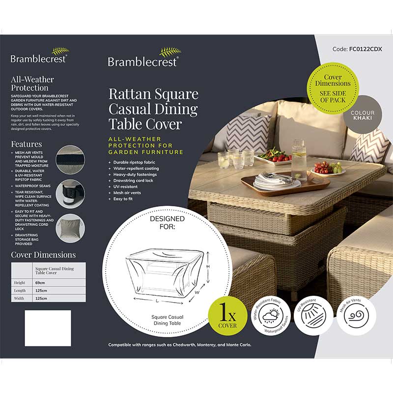Bramblecrest Cover for Square Rattan 122cm x 122cm Table image 0