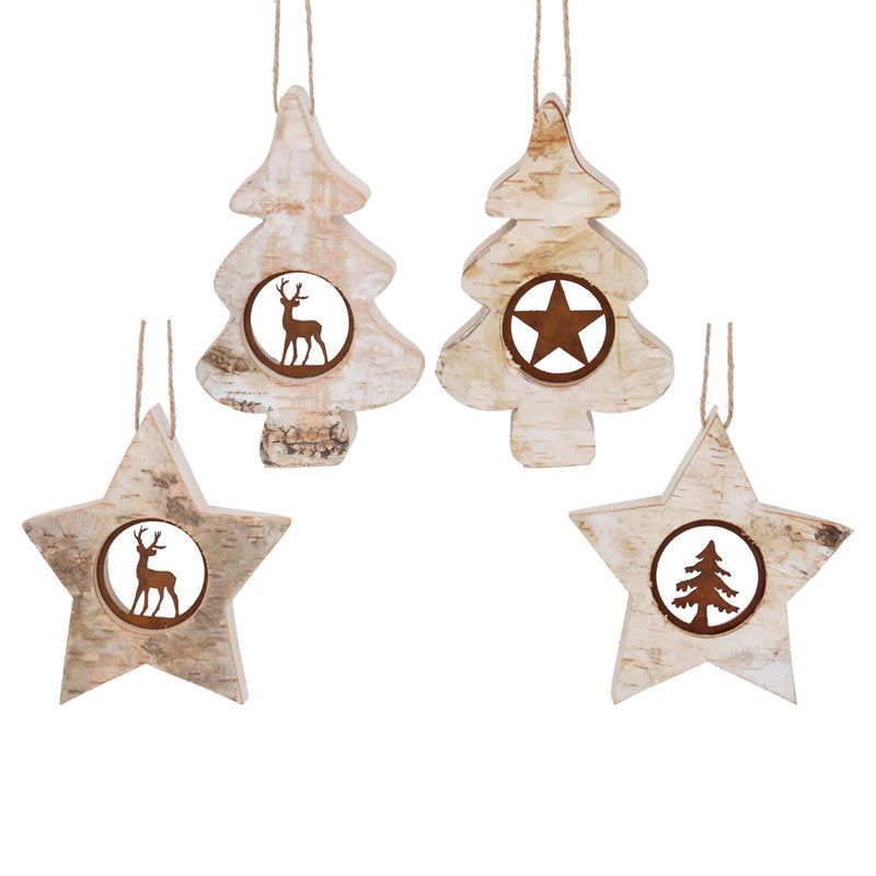 Gisela Graham Wooden Tree OR Star (Assorted Designs) image 0