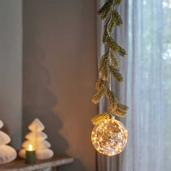 Lumineo Micro LED Hanging Amber Ball with Faux Foliage image 0