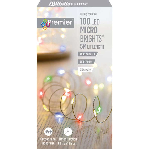 Premier 100 Multi-Action Battery Operated LED MICROBRIGHTS with Timer - Multi-Coloured image 1