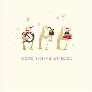 Woodmansterne Penguins Carrying Gifts Christmas Card