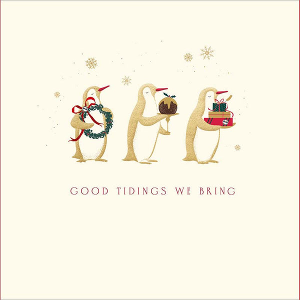 Woodmansterne Penguins Carrying Gifts Christmas Card
