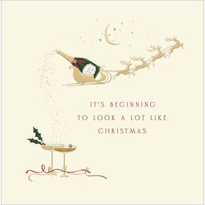 Woodmansterne Champagne Sleigh Christmas Card