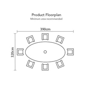 Supremo Verona 8 Seat Dining Set with Elliptical Table, Lazy Susan, 3.5m Parasol & Base image 9