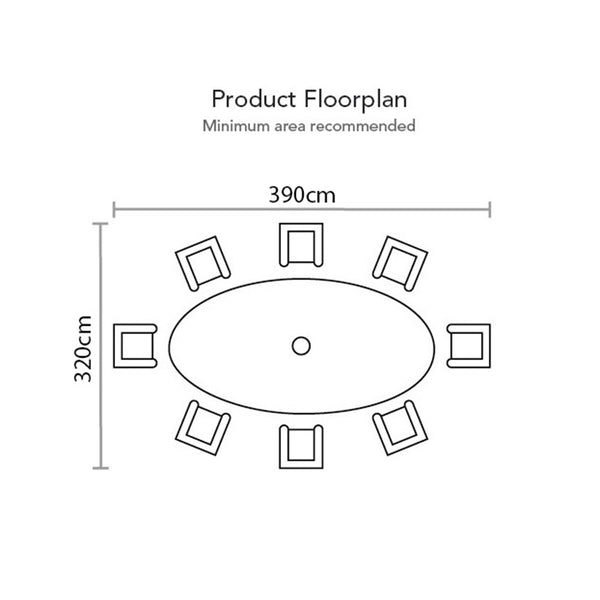 Supremo Verona 8 Seat Dining Set with Elliptical Table, Lazy Susan, 3.5m Parasol & Base image 9