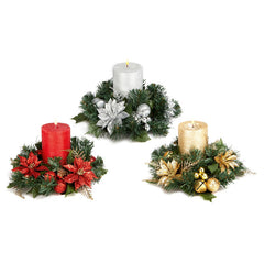 Premier Glitter Poinsettia Candle Ring (Assorted Designs) image 0