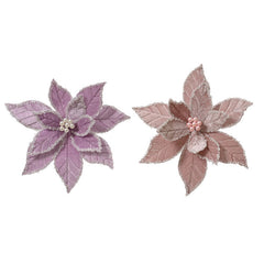 Everlands Polyester Velvet Poinsettia Clip with Beads (Assorted Designs) image 0