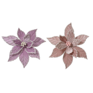 Everlands Polyester Velvet Poinsettia Clip with Beads (Assorted Designs) image 0