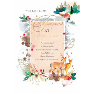 Words N Wishes Panel with Snowy Scene & Deers Christmas Card image 0