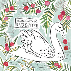 Woodmansterne Swan Amongst Berries Daughter Christmas Card image 0