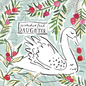 Woodmansterne Swan Amongst Berries Daughter Christmas Card image 0