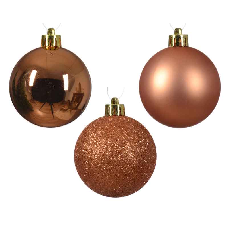 Decoris Shatterproof Baubles in Red Copper (Pack of 30) image 0