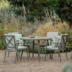 Bramblecrest RHS Wisley 4 Seat Round Dining Set in Sage with Parasol &amp; Base image 4