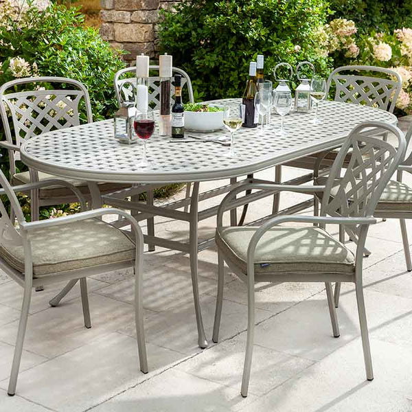 Hartman Berkeley 6 Seat Oval Outdoor Dining Set in Maize with Parasol & Base image 2